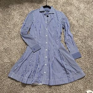 Striped royal blue women’s size 8 polo Ralph Lauren A-line button up dress